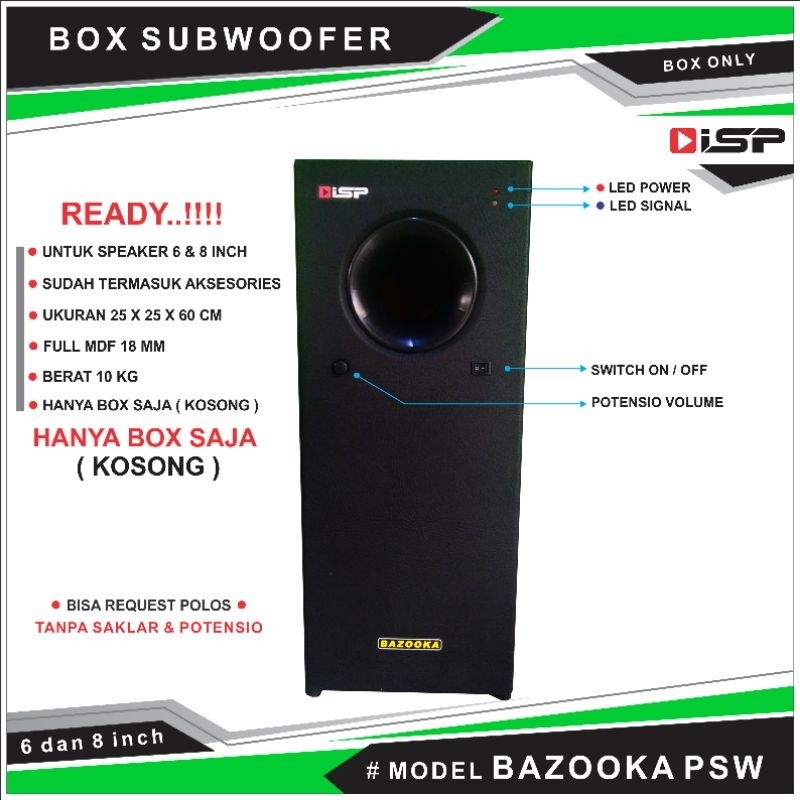 box subwoofer model psw 500 bazooka 8 & 6 inch