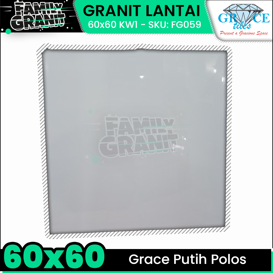Granit Lantai 60x60 Putih Polos Mengkilap Grace JZ0600 Glossy KW1