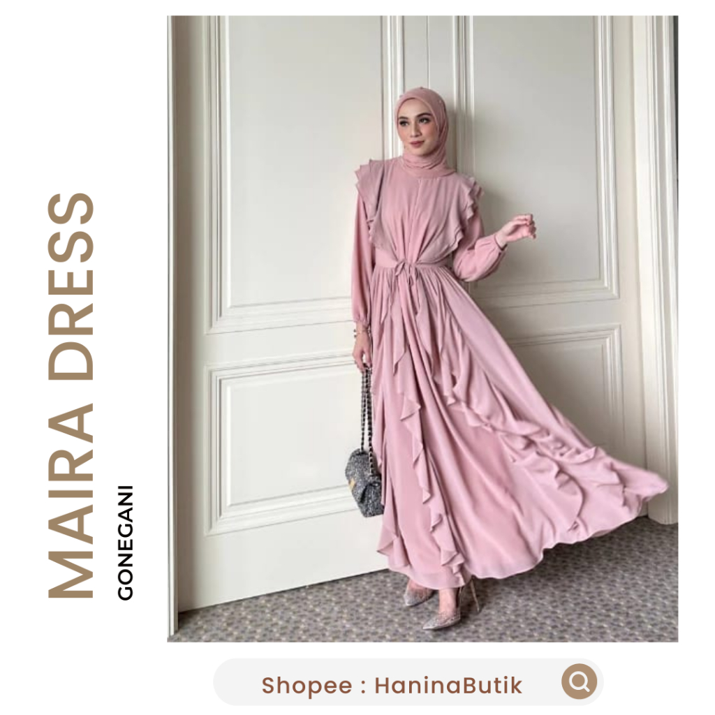 (𝗦𝗜𝗔𝗣 𝗞𝗜𝗥𝗜𝗠) MAIRA DRESS TEAROSE SIZE L by GONEGANI | DRESS POLOS WANITA BASIC