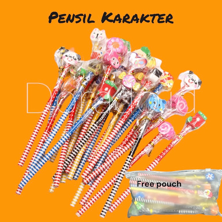 

XPRESS 15 pcs Pensil dan Penghapus Karakter free pouch
