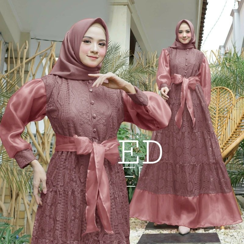 HS- Baju Pesta Wanita Muslim Kondangan | Baju muslim wanita terbaru 2023 Brukat Mewah Elegan / Baju 