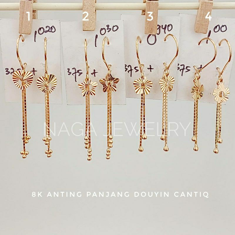 ANTING DOUYIN VANCY HATI BUNGA BINTANG emas kadar 375