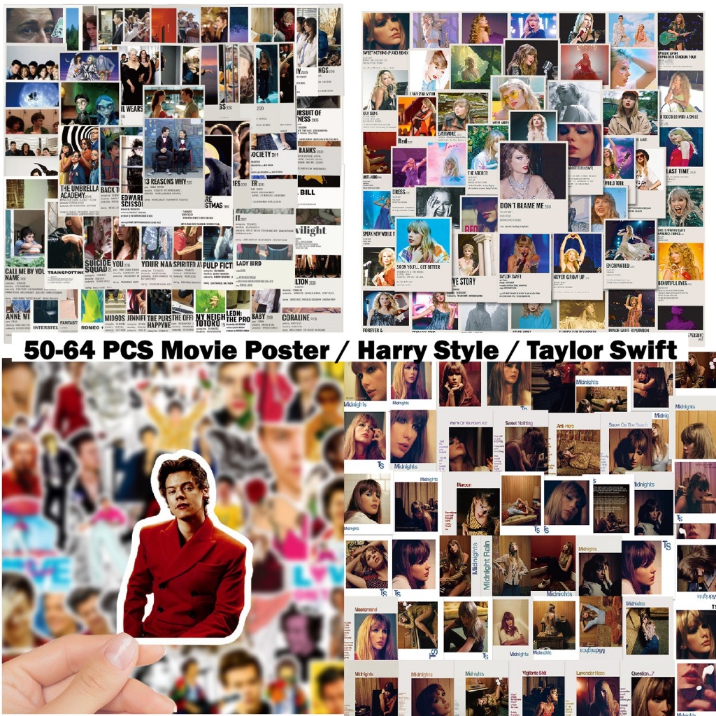 

[Nokai Space] 50-64 PCS Waterproof Stiker Poster Movie / Taylor Swift / Harry Style Fan Stiker Anti Air