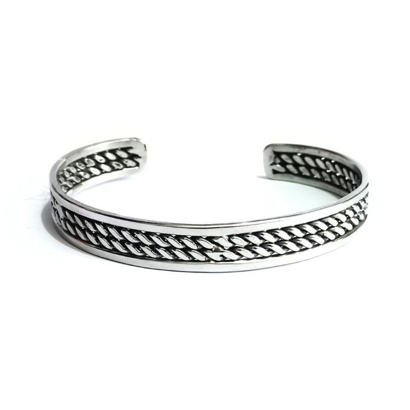 Gelang Anyam Kepang Baja Putih Gelang Besi Putih Pria Gelang Pria Terbaru Stainless Steel