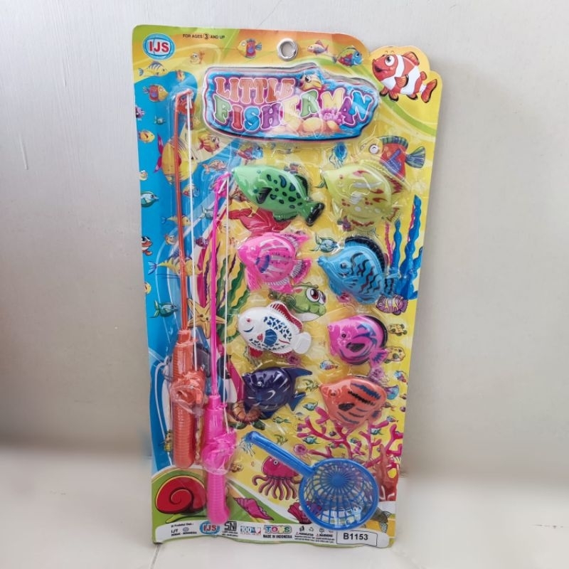 B1153 Pancing LITTLE FISHERMAN 2PANCING + Serok, Mainan Pancingan Anak