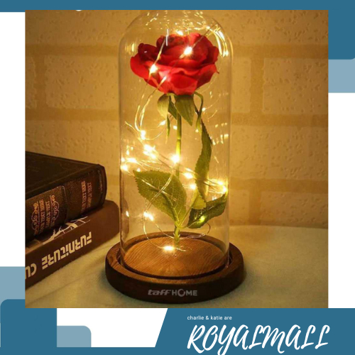 Lampu Meja Hias LED Mawar Beauty and The Beast Warm White / Lampu Bunga Mawar Tulip Mekar Meja Hias 