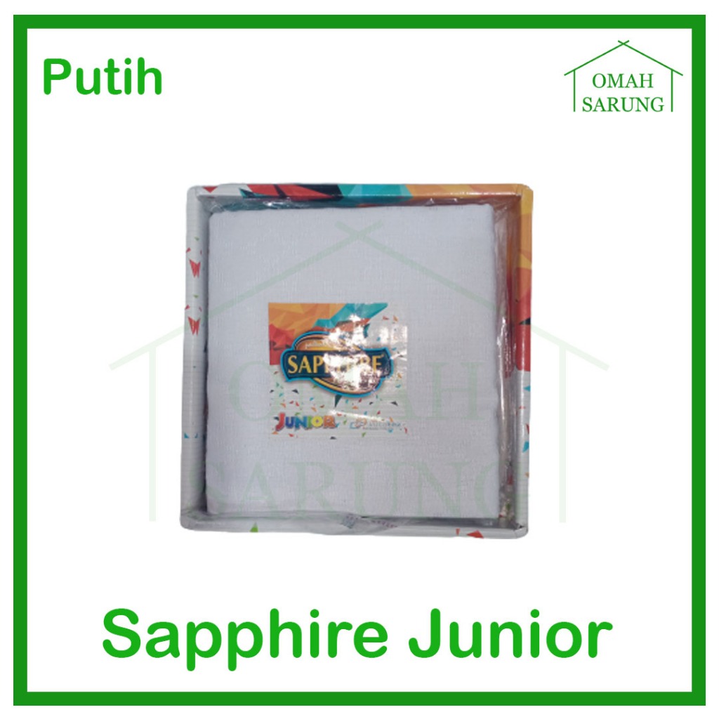 Sarung Tenun Anak Sapphire Junior Polos Warna Dobby Putih Original Premium OMAH SARUNG