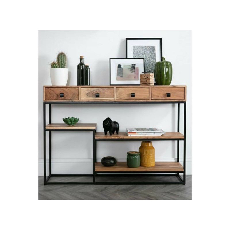 meja konsol industrial meja consul minimalis industrial meja konsol kayu jati dan besi