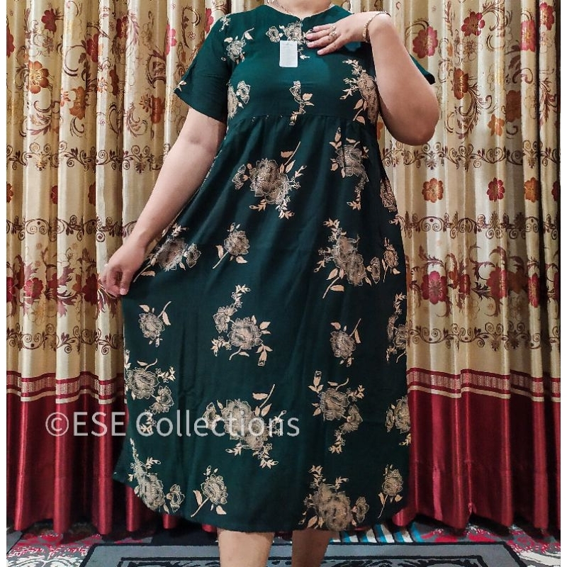BAJU DASTER WANITA MIDI/DASTER MIDI MODEL ANDIN LENGAN PENDEK MOTIF BUNGA-BUNGA