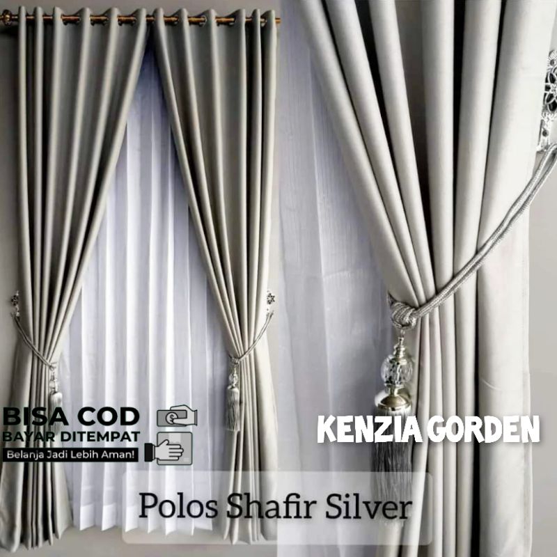Gorden Jendela Pintu Kain Blackout polos abu muda