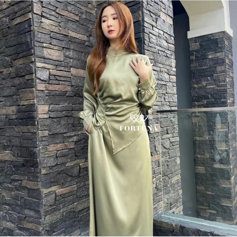 Dress Rumy One Set by Fortuna Set Atasan dan Rok | Dress Bridesmaids Gamis Kaftan Baju lebaran wanit