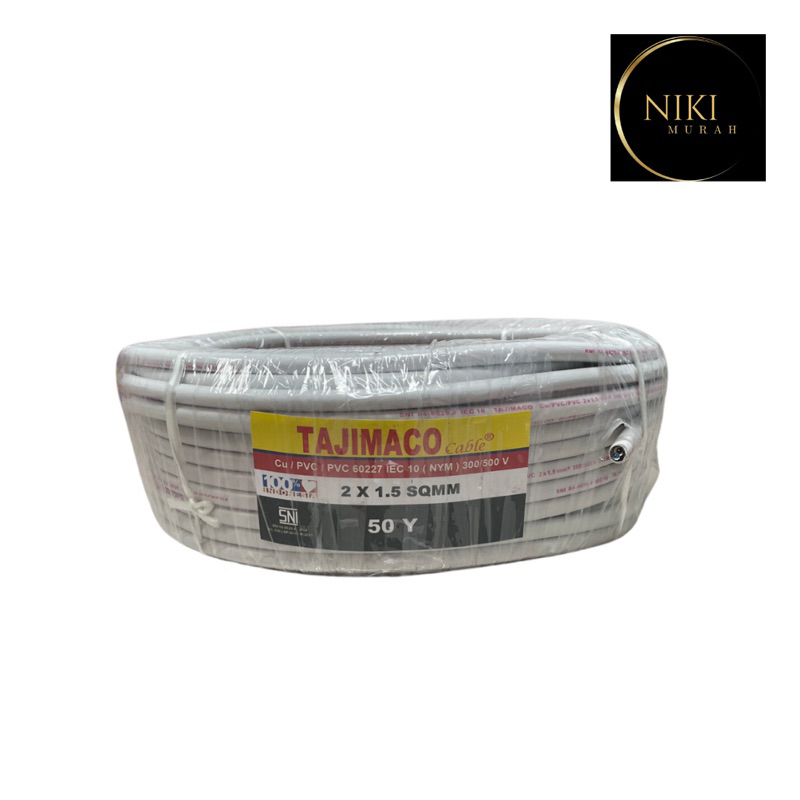 Kabel Listrik Kawat Tembaga NYM 2 x 1.5 Tajimaco 50Y SNI
