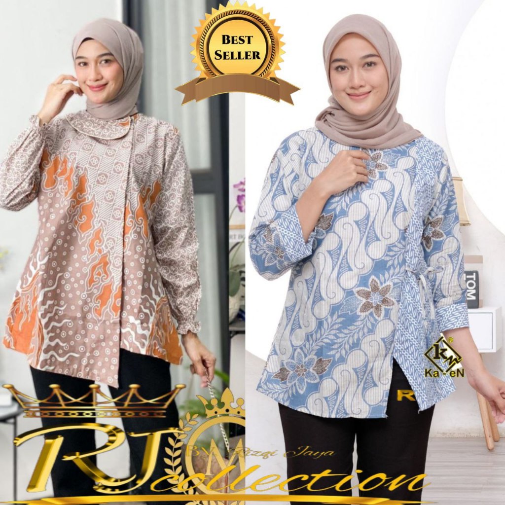 Baju Batik Wanita Blouse Batik Kerja Atasan Batik Wanita Kantor BLUS BATIK MODEL SLEMPANG