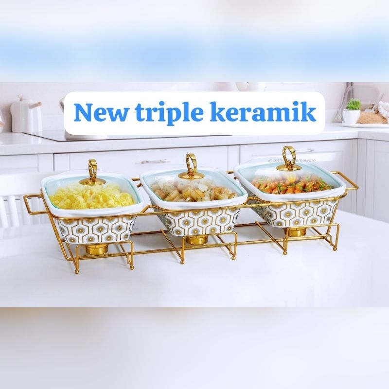 Prasmanan Triple Keramik Besar New Motif free peti kayu