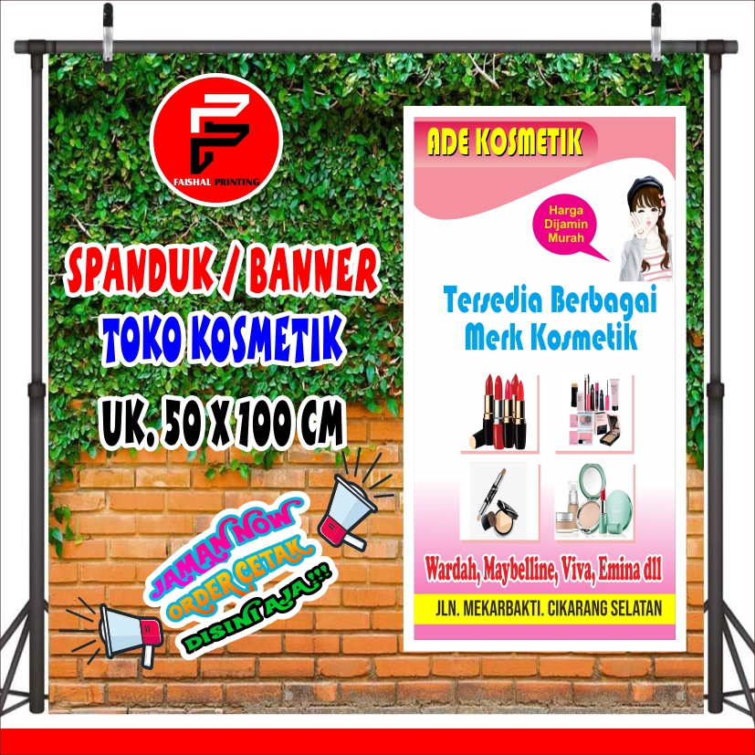 Banner Toko Kosmetik / SpandukToko make up / Banner Ukuran 50 x 100 cm