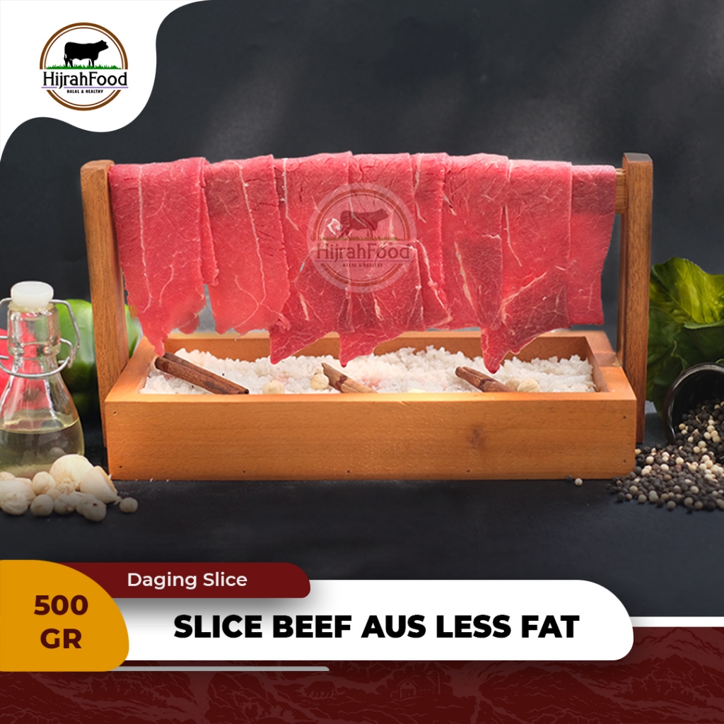 

Hijrahfood Slice Beef AUS Lean | Daging Sukiyaki / Shabu Sapi Tanpa Lemak