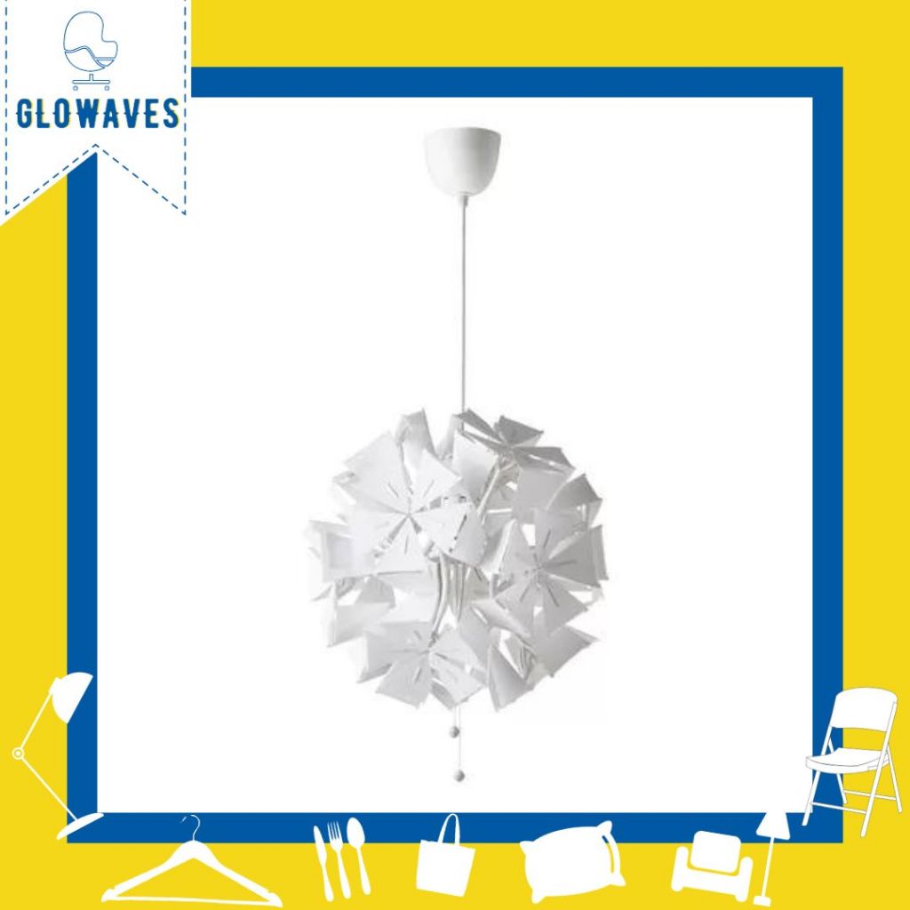 RAMSELE Lampu Gantung Bentuk Bunga / Geometris / Lampu Hias / Lampu Estetik Warna Putih 43 cm