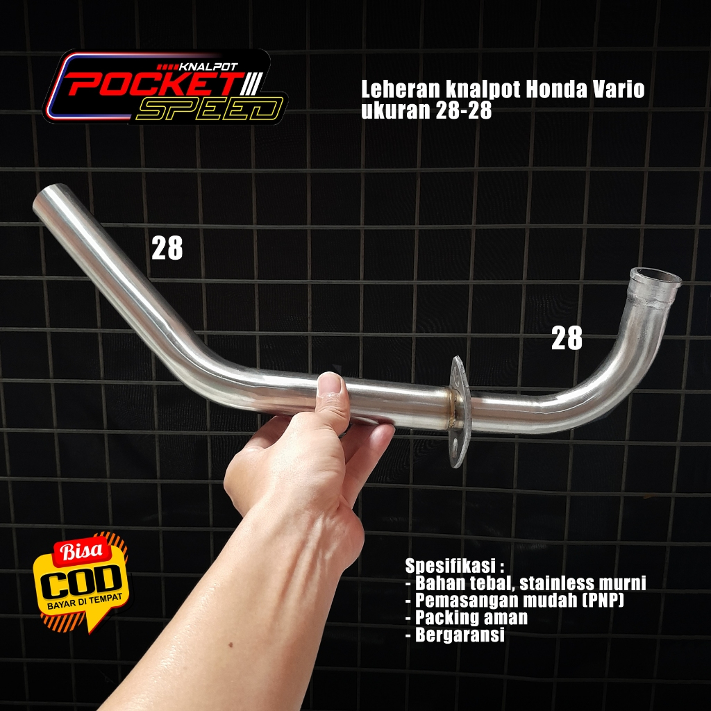 Leheran knalpot 28 rata, Vario, 110/125/150 standar racing Tsukigi, stainless Pnp