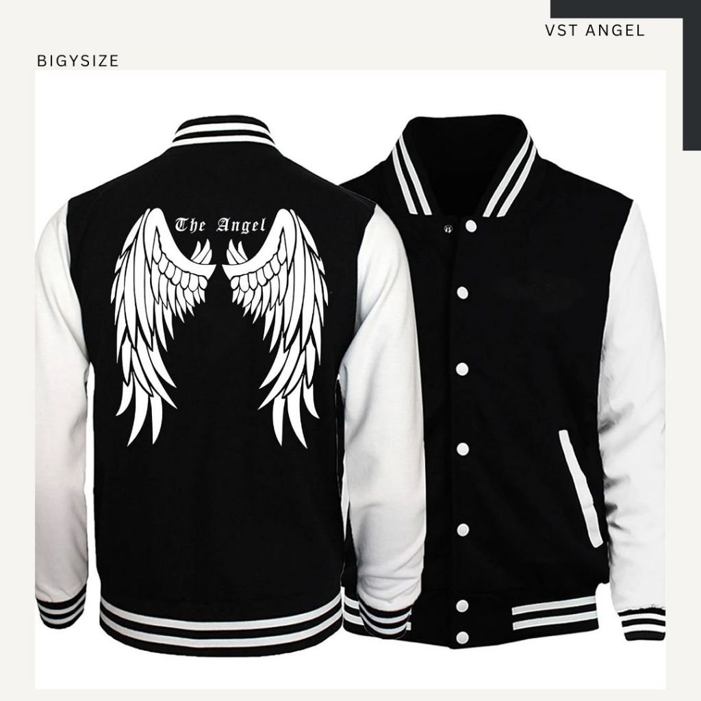 Jaket Varsity Bigsize The Angels Size S-XXXXXXL (6XL) Jaket Baseball Kancing Grafis Sablon Backprint