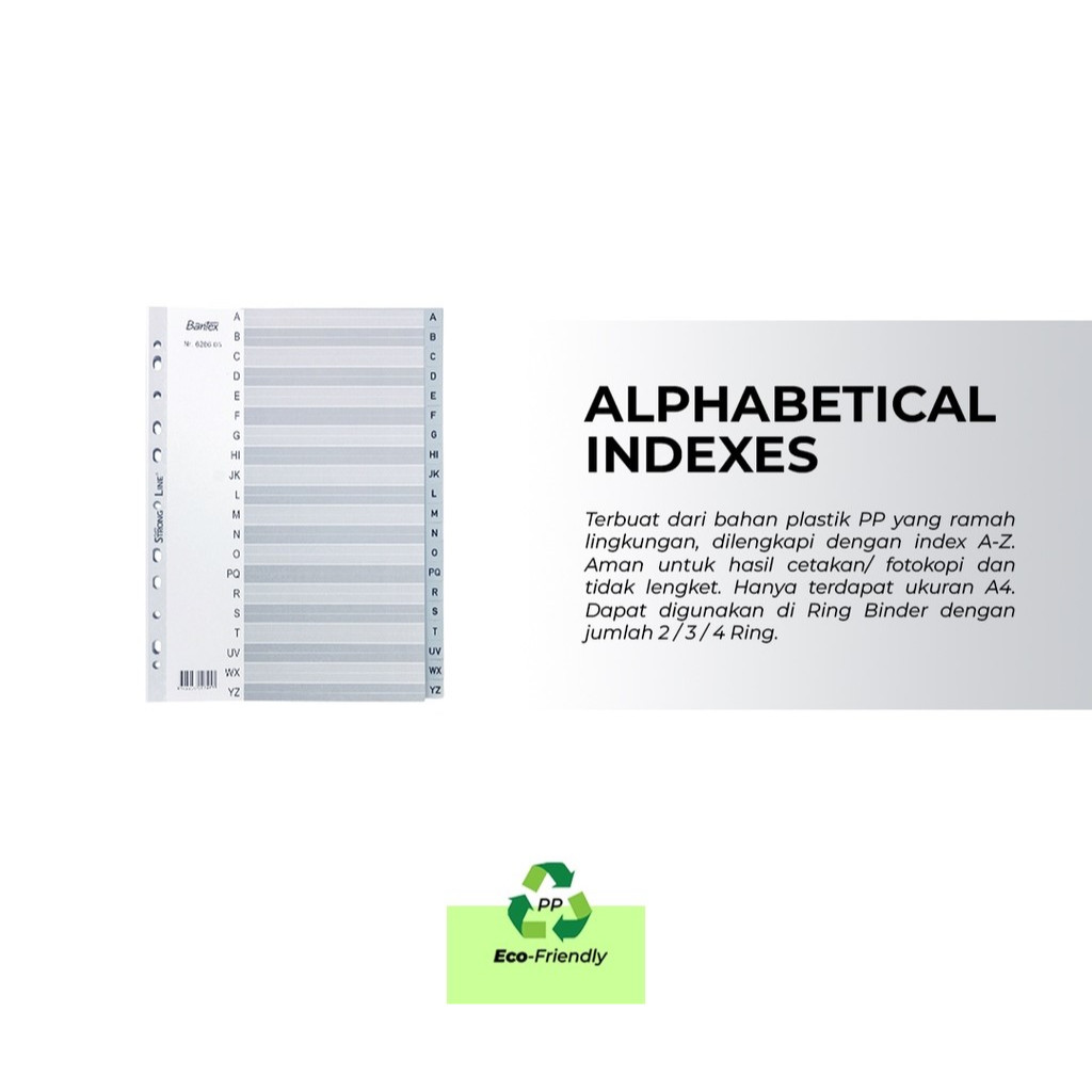 

Bantex Indexes Alphabetic A4/Pembatas Binder Penyekat Ordner Bahan PP