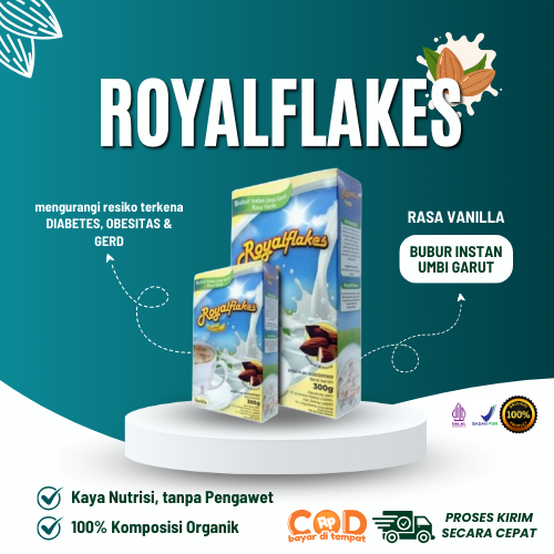 

Royalflakes Sereal Umbi Garut Atasi Asam Lambung & Maag - Rasa Gula Aren & Vanila 300 ML