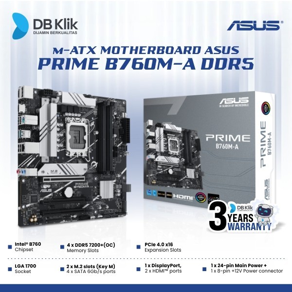 Motherboard ASUS PRIME B760M-A Ddr5 mATX Lga1700 Hdmi Dp - B760M-A D5