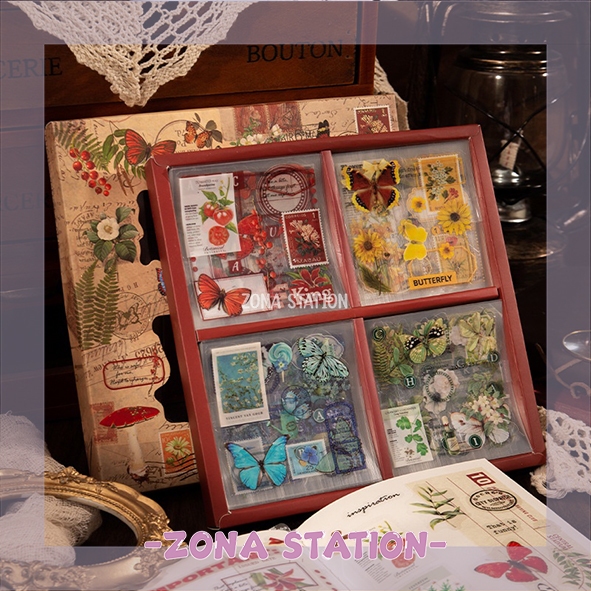 

[ZS] 100 Lembar / Sticker Box Retro Flower Sheet Decoration