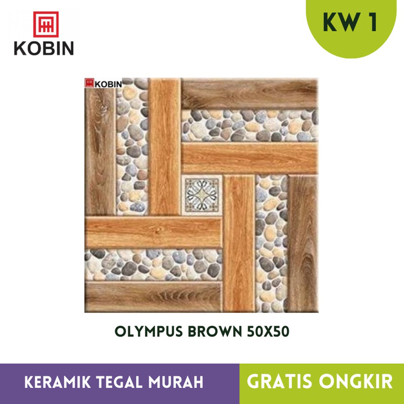Keramik Teras / Kamar Mandi 50x50 Olympus Brown Kobin KW1 kasar