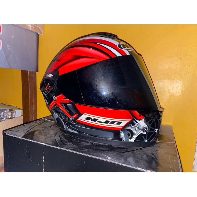 Helm NJS ZX1 RUSH BLACK RED DOUBLE VISOR FULLFACE NJS ZX-1