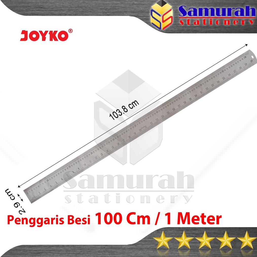 

ART L2B Penggaris Besi Joyko 1 cm RLST1 PCS Ruller Stainless 1 Meter