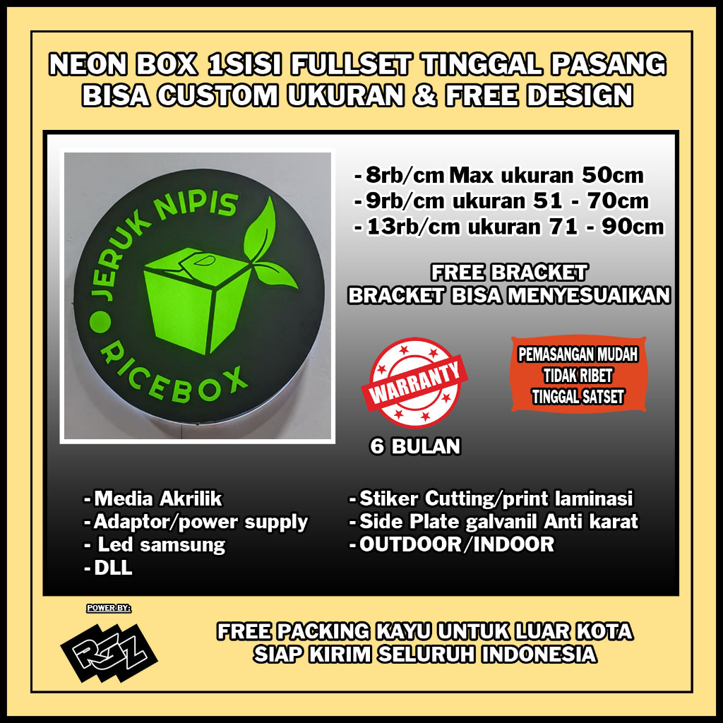 neon box bulat 1sisi