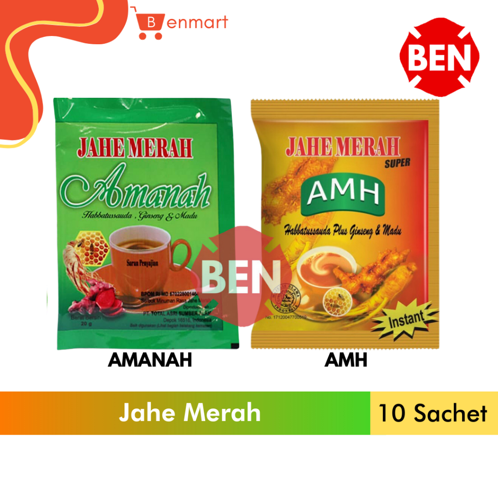 

JAHE MERAH AMANAH / AMH 1 RENCENG ISI 10 SACHET 23 gr 23gr - Bungkus Saset Pcs Renteng Grosir Dus Pak