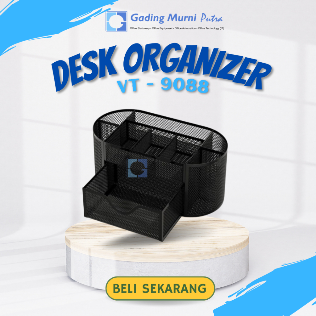 

Desk Organizer Tempat ATK Organizer Holder Stand 7 Sekat V-tec VT-9088 / Black Pencil Cup