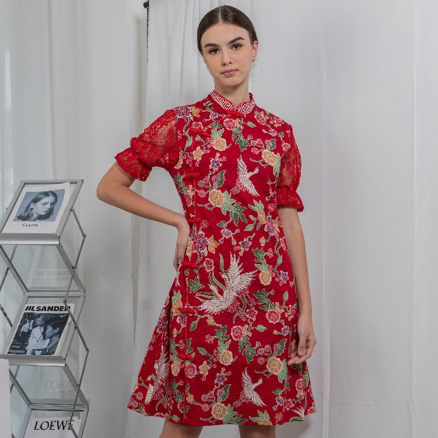 Avenue Dress Cheongsam - Dress Korea Midi Dress - Dress Imlek Wanita (SKU 24832)