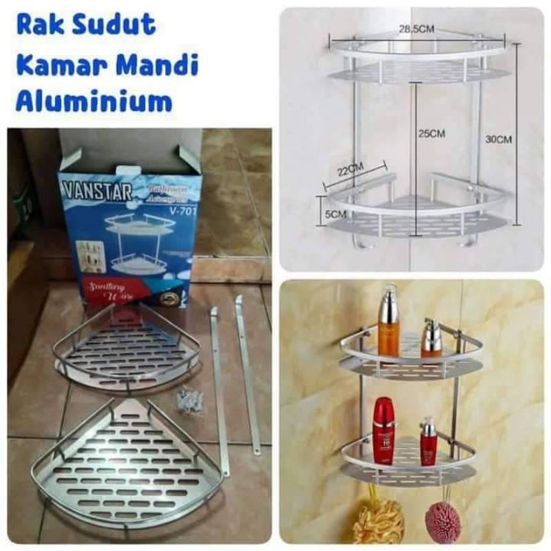 RAK SUDUT KAMAR MANDI 2 TINGKAT/ RAK SUDUT STAINLESS / RAK SABUN/ RAK MANDI/ RAK KAMAR MANDI SERBAGU