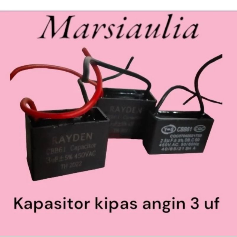 Kapasitor kipas angin 3 uf kabel capasitor fan 3 mikro