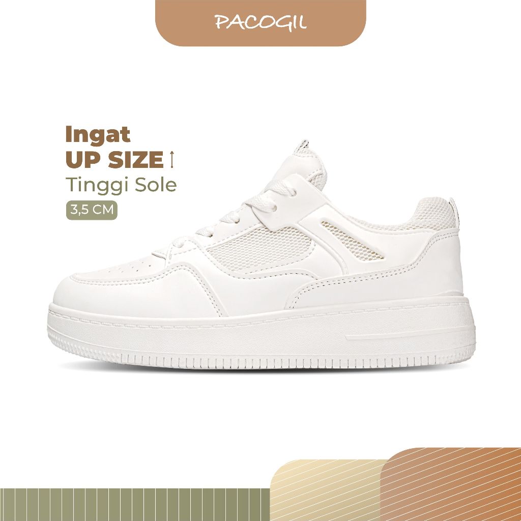 PACOGIL Malvi Sepatu Sneakers Wanita White Shoes 6665