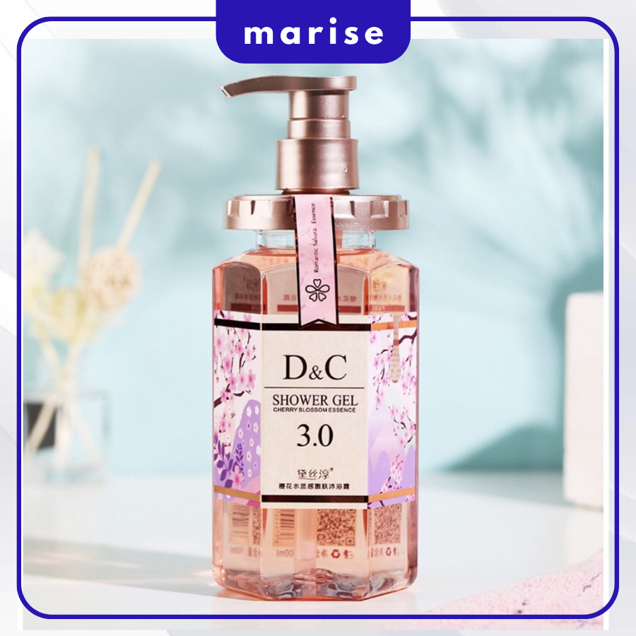 D&C SHOWER GEL Korea Natural Whitening Body Wash Cherry Blossom 500ml Peremajaan Kulit Pelembab Arom