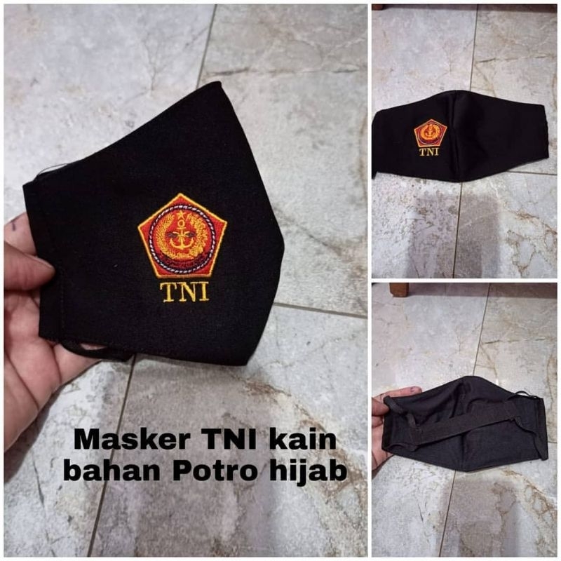 Masker TNI bordir Hijab bahan potro