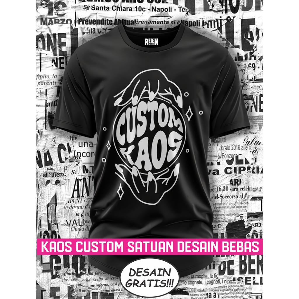 BAJU KAOS CUSTOM SABLON SATUAN DESAIN GRATIS