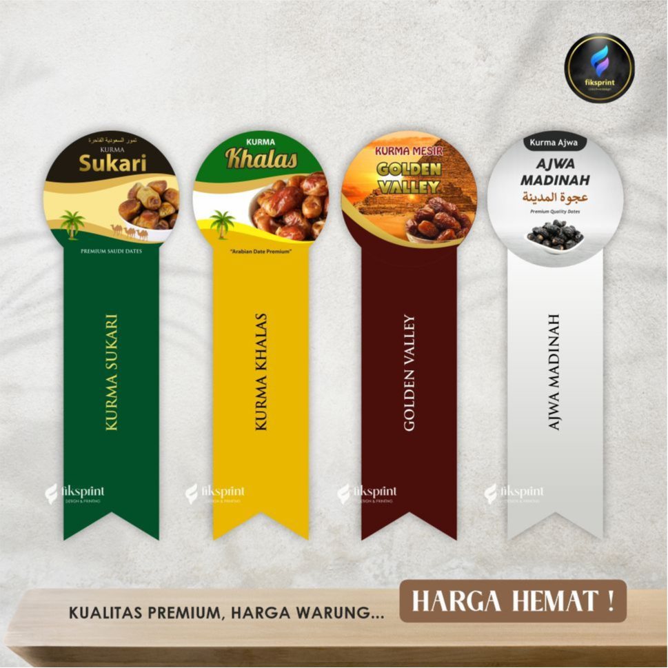 

Stiker kurma sukari, khalas, ajwa, golden valley ( tipe ornament lebaran )