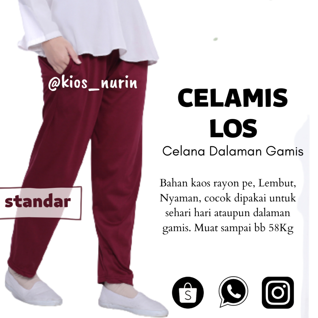 CELANA LOS STANDAR L | Celana Wanita | Celana Kaos Rayon Adem Nyaman | Celana Dalaman Gamis | Celana