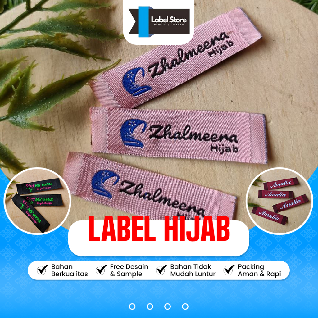 Label Hijab Brand Jilbab Custom Murah Best Quality Merk Pakaian Pita Roll