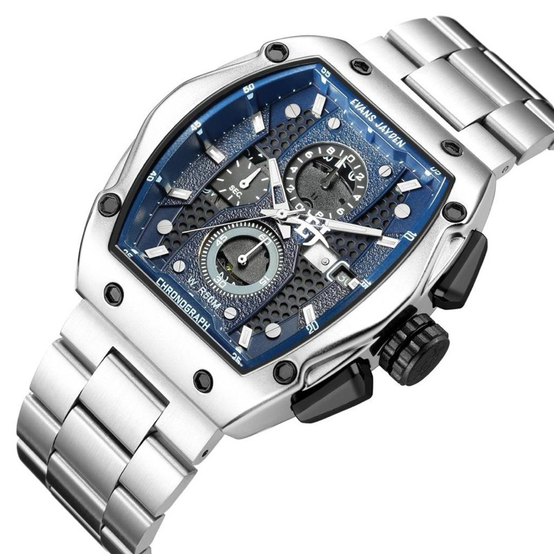 Jam Tangan Evans Jayden 9556 Original Terbaru Sapphire chronograph Full Stainless steel Fullset