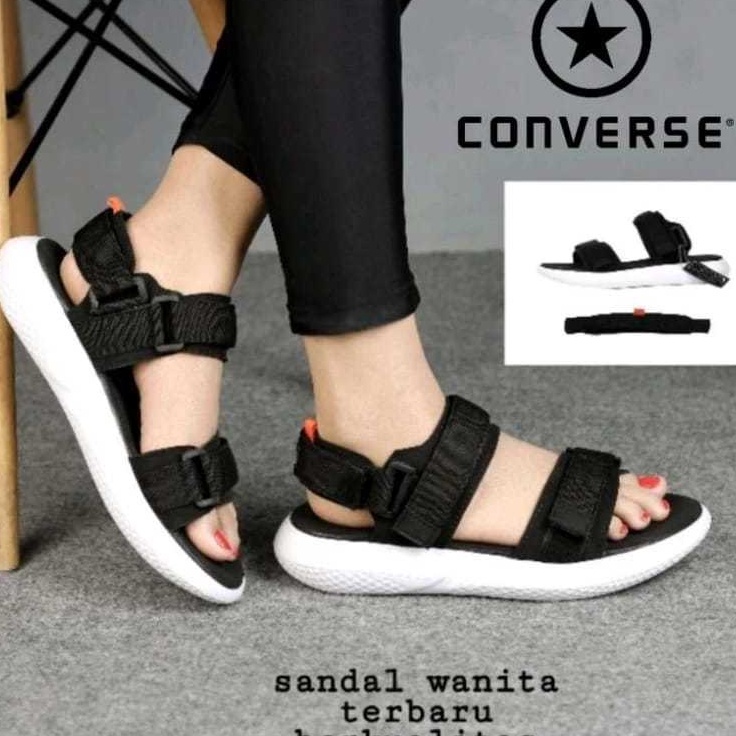 Silahkan BelanjaKodex4X8j Sandal gunung Sandal traveling Fuzy Hitam Putih Sendal Wanita Sandal Tali 