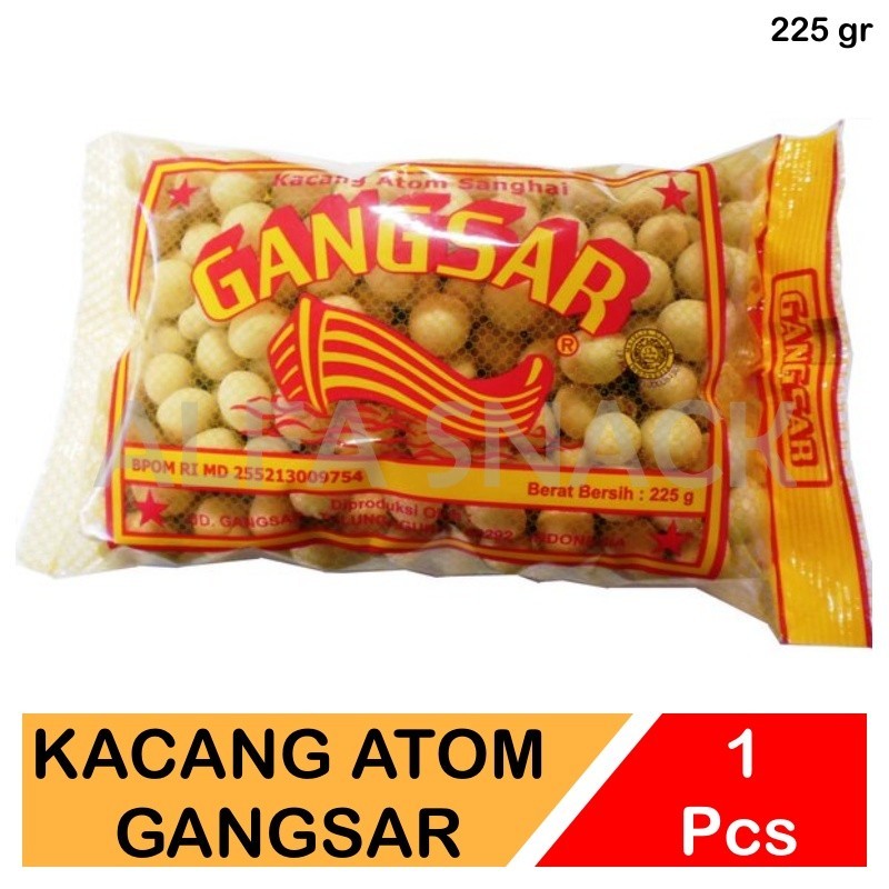 

Kacang Atom Shanghai Gangsar Kecil 140 gram dan Jumbo 225 gram Enak dan Gurih