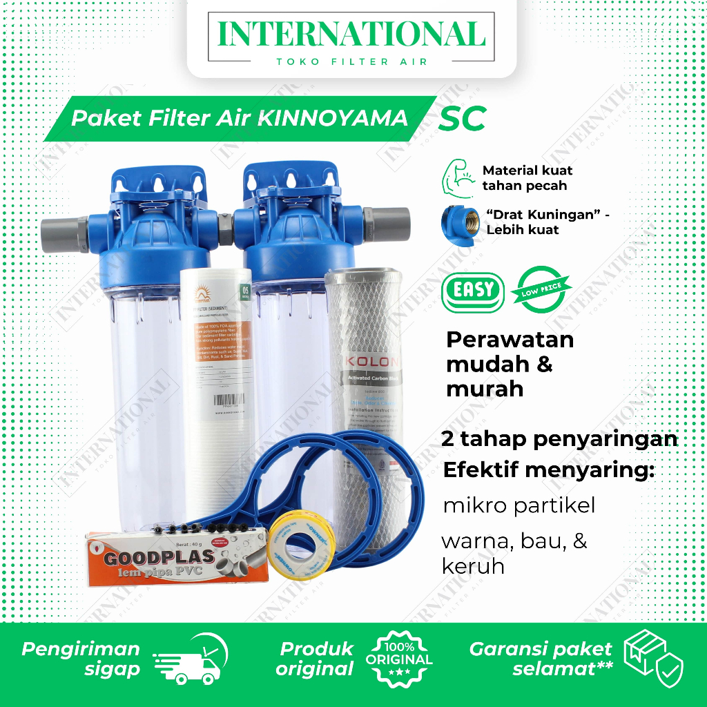 Paket Housing Filter Air 10 Inch Filter Air Sumur Bor 2 Tahap / Filter Air Toren Keruh Berpasir /