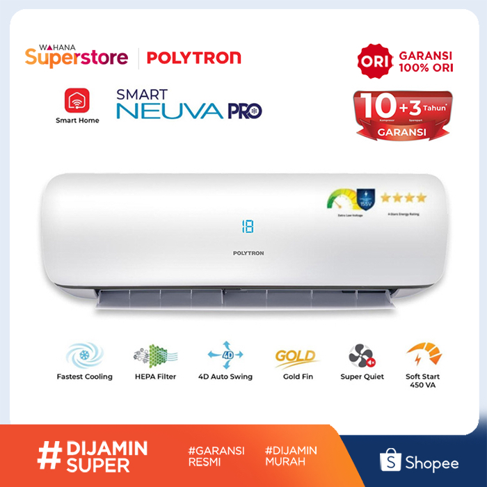 Polytron AC Split PAC18VZS 2 PK Smart Neuva Pro - Kondisioner Udara Efisien Energi