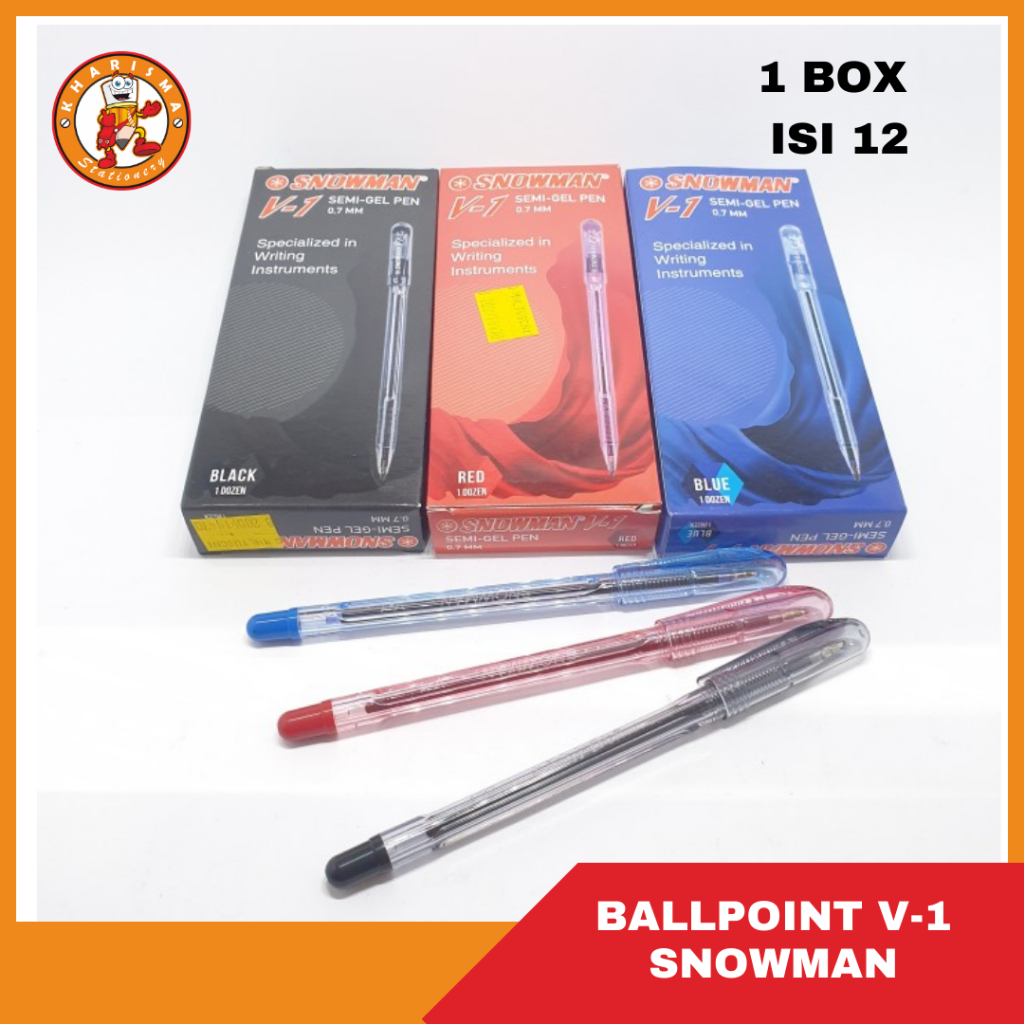 

BALLPOINT / BOLPEN / PULPEN V-1 0.7MM SNOWMAN MURAH ( 1PACK )