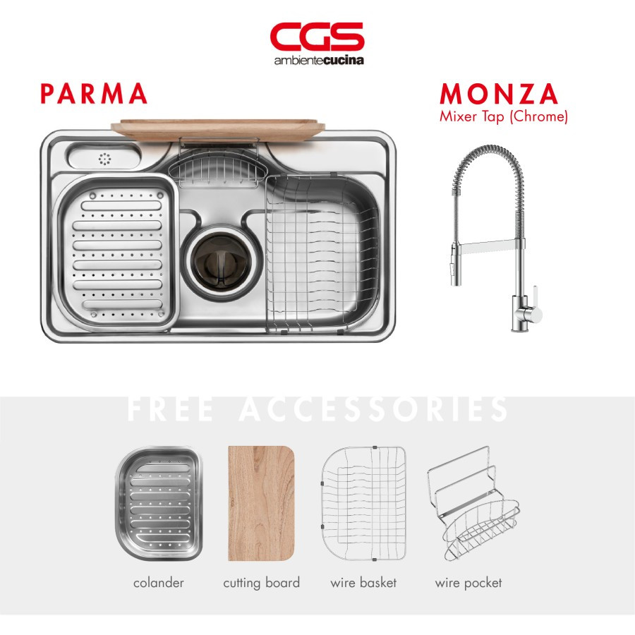 SINK CGS PARMA WITH KRAN MONZA COMPLETE SET